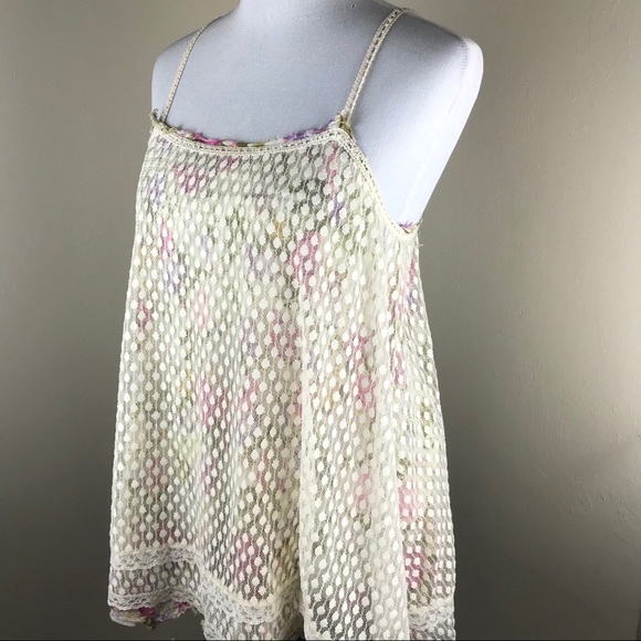 Free People Intimately Floral Layered Tank Top Size XS Lace Boho Summer Comfort - Picture 4 of 10